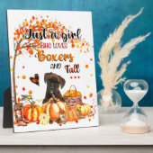 ボクサードグおもしろいルミムハット秋ハッピーサンクスギビン フォトプラーク (側面)