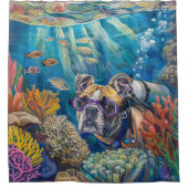 ボクサードグースキューバダイビング水中 シャワーカーテン (正面)