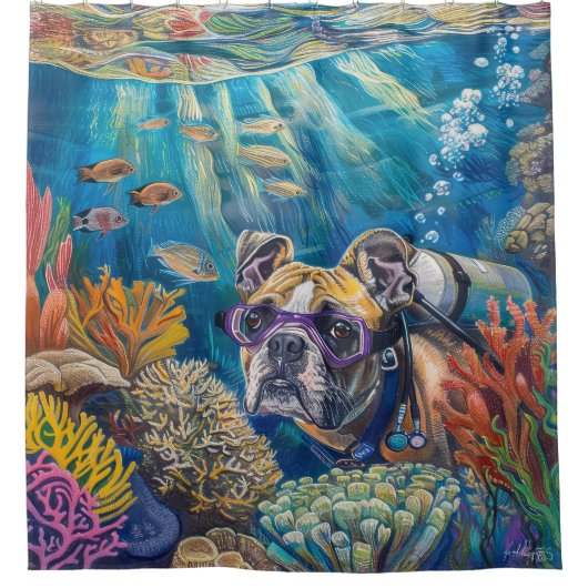 ボクサードグースキューバダイビング水中 シャワーカーテン (正面)