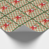 ボクサードッグおもしろいホリデープレイドクリスマス ラッピングペーパー (角)