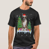 ボクサードッグのクリスマスツリークリスマスライトパピー Tシャツ (正面)