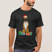 ボクサードッグのクリスマスツリーライトパピー Tシャツ (正面)