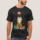 ボクサードッグのクリスマスツリーライトパピー Tシャツ (正面)
