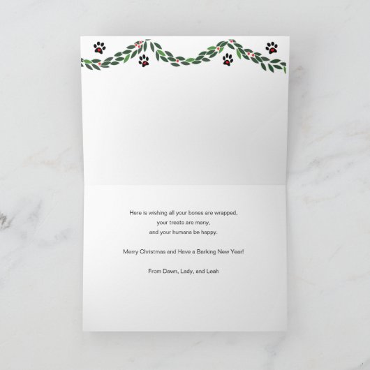 ボクサードッグのクリスマスホリデーカード シーズンカード (内部)