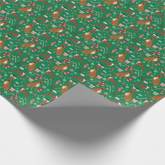 ボクサードッグのクリスマス ラッピングペーパー (角)