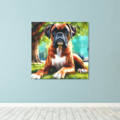 ボクサードッグ🐾ウィグルお尻&テールワグ キャンバスプリント (インサイチュ (ウッドフロア))