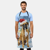 ボクサードッグウィンターワンダーランドクリスマスジョイ エプロン (着用した状態)