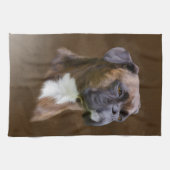 ボクサードッグオイル絵画ポートレート キッチンタオル (横)