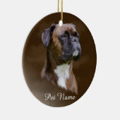 ボクサードッグオイル絵画ポートレート セラミックオーナメント (右)