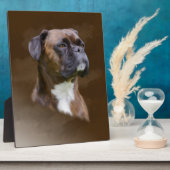 ボクサードッグオイル絵画ポートレート フォトプラーク (側面)