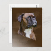 ボクサードッグオイル絵画ポートレート ポストカード (正面/裏面)