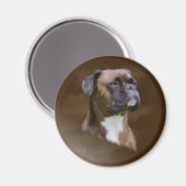 ボクサードッグオイル絵画ポートレート マグネット (正面/裏面)