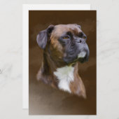 ボクサードッグオイル絵画ポートレート 便箋 (正面/裏面)