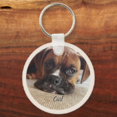 ボクサードッグカスタム恋人フォトキーチェーンキープサケ キーホルダー (正面)