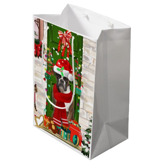 ボクサードッグクリスマス装飾用クッション ミディアムペーパーバッグ (裏面アングル)