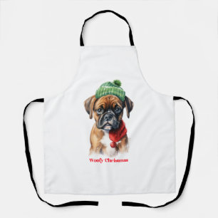 ボクサードッグクリスマスX-MasウィッシュギフトWoofy Christma エプロン