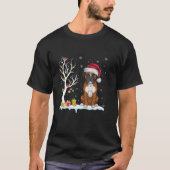 ボクサードッグサンタハットフェスティバルツリーライトクリスマスP Tシャツ (正面)
