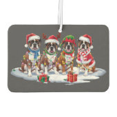 ボクサードッグサンタハット〔雄ジカの〕枝角小妖精や小人クリスマスライト カーエアーフレッシュナー (裏面)