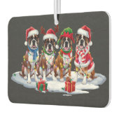 ボクサードッグサンタハット〔雄ジカの〕枝角小妖精や小人クリスマスライト カーエアーフレッシュナー (左)