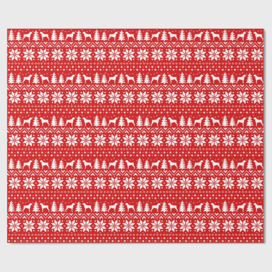 ボクサードッグシルエットクリスマスのホリデーパターン ラッピングペーパー (フラット)