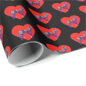 ボクサードッグシルエットバレンタインズデイブラックギフト ラッピングペーパー (ロールコーナー)