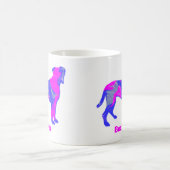 ボクサードッグシルエットホットピンク&ブルーデザインホワイト コーヒーマグカップ (中央)