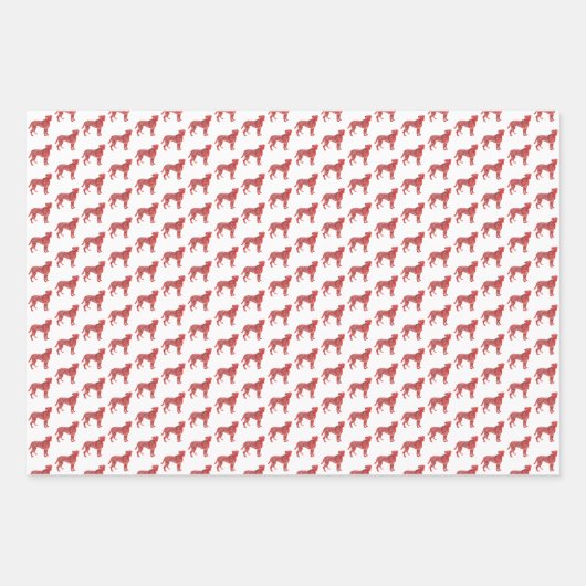 ボクサードッグシルエットレッドウメリーォーフマス ラッピングペーパーシート (正面3)