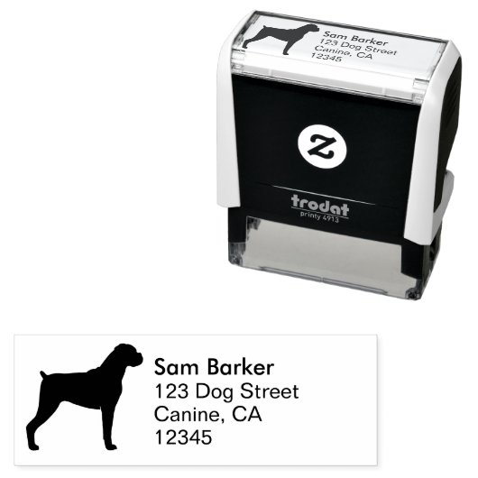 ボクサードッグシルエット差出人住所 – 自然耳 セルフインキングスタンプ (インサイチュ)