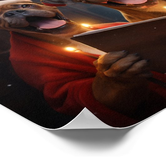 ボクサードッグスクリスマスカロリングフェスティバルホリデー ポスター (角)