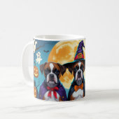 ボクサードッグスパンプキンハロウィンおもしろい コーヒーマグカップ (正面左)