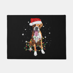 ボクサードッグツリークリスマスライトクリスマスパジャマ ドアマット