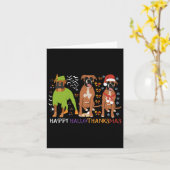 ボクサードッグハッピーハロサンクスマスクリスマスドッグ恋人 カード (黄色い花)