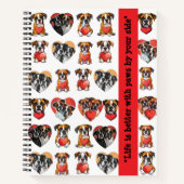 ボクサードッグバレンタイン水彩デザイン ノートブック (正面)