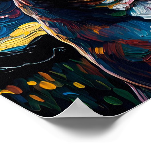 ボクサードッグパピースターリーナイトバンゴッホスタイルポスター ポスター (角)