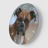 ボクサードッグポートレートラウンドウォールクロック ラージ壁時計 (傾斜)