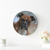 ボクサードッグポートレートラウンドウォールクロック ラージ壁時計 (ホーム)