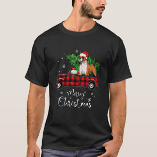 ボクサードッグライドレッドトラッククリスマスパジャマロングスル Tシャツ