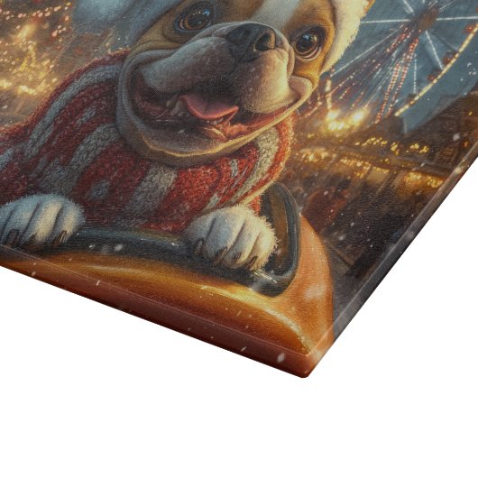 ボクサードッグローラーコースタークリスマス カッティングボード (角)