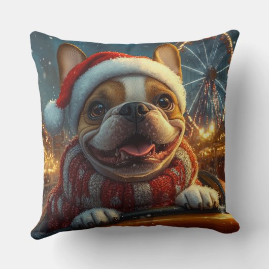 ボクサードッグローラーコースタークリスマス クッション (裏面)