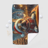 ボクサードッグローラーコースタークリスマス ゴルフタオル (インサイチュ)