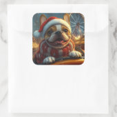 ボクサードッグローラーコースタークリスマス スクエアシール (バッグ)