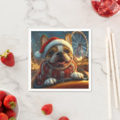 ボクサードッグローラーコースタークリスマス スタンダードカクテルナプキン (インサイチュ)