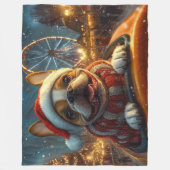 ボクサードッグローラーコースタークリスマス フリースブランケット (正面)