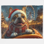 ボクサードッグローラーコースタークリスマス フリースブランケット (正面(横))