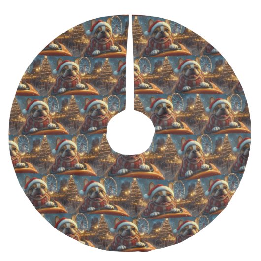 ボクサードッグローラーコースタークリスマス ブラッシュドポリエステルツリースカート (正面)