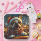 ボクサードッグローラーコースタークリスマス ペーパープレート (パーティー)