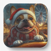 ボクサードッグローラーコースタークリスマス ペーパープレート (正面)