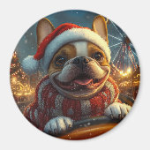 ボクサードッグローラーコースタークリスマス マグネット (正面)