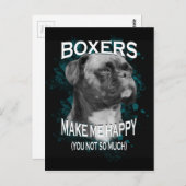 ボクサードッグ動物愛好家アート文字 ポストカード (正面/裏面)