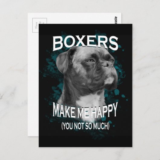 ボクサードッグ動物愛好家アート文字 ポストカード (正面/裏面)
